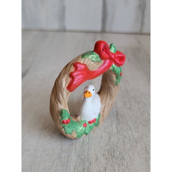 Vintage goose wreath mistletoe bow ornament Xmas - Picture 2 of 6